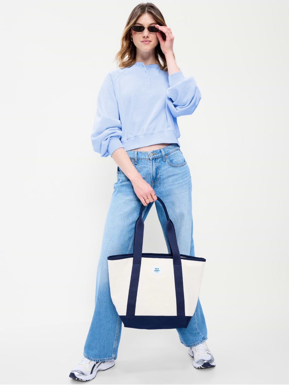 Old Navy Light Blue Oversized Button Front Sweatshirt